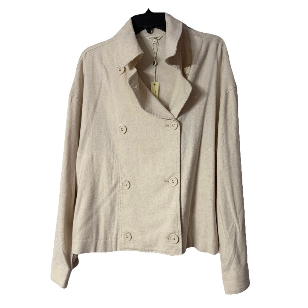 NWT Max Studio London Womens Long Sleeve Button Linen Blend Casual Jacket XL